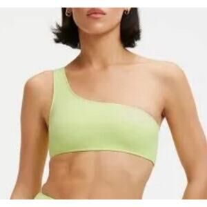 Good American Scuba Hot Shoulder Bikini Top Size 0 XS Swim Key Lime Green NWT